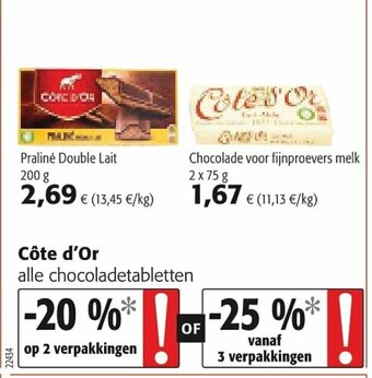 Colruyt Cote d'Or Praline Double Lait 200g aanbieding