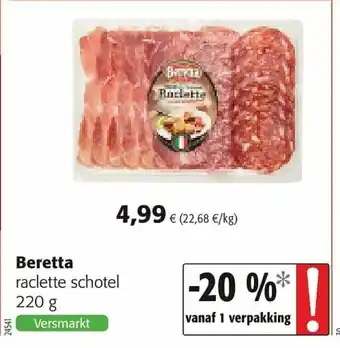 Colruyt Beretta raclette schotel 220g aanbieding