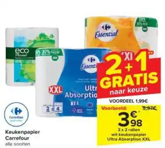 Carrefour Keukenpapier 3 x 2rollen aanbieding