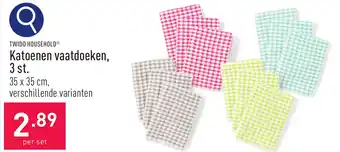 ALDI TWIDO HOUSEHOLD Katoenen vaatdoeken, 3 st. 35x35 cm aanbieding