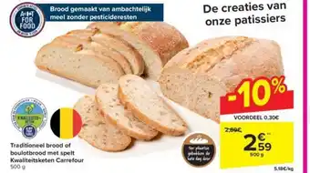 Traditioneel brood of boulotbrood met spelt Kwaliteitsketen 500 g