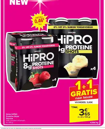 Carrefour Market Danone HiPRO proteine shots drink 4 x 100 g aanbieding