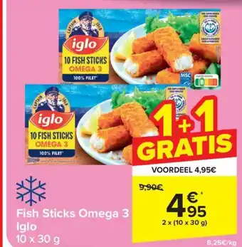Carrefour Market Iglo fish sticks omega 3 10 x 30 g aanbieding