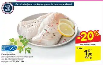 Carrefour Kabeljauwfilet 100g aanbieding