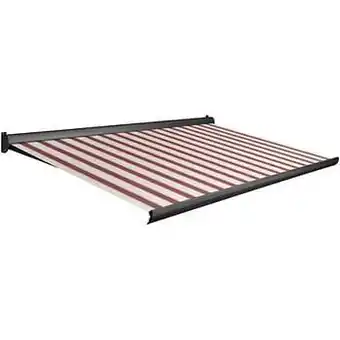 Tente solaire manuelle Domasol ’Factor 10-A’ rouge/blanc à fines rayures 450 x 300 cm