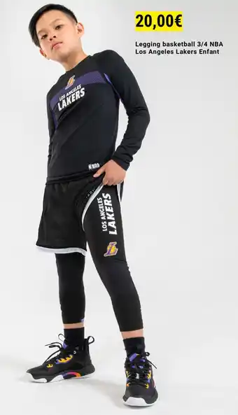 Decathlon Legging basketball 3/4 NBA Los Angeles Lakers Enfant aanbieding