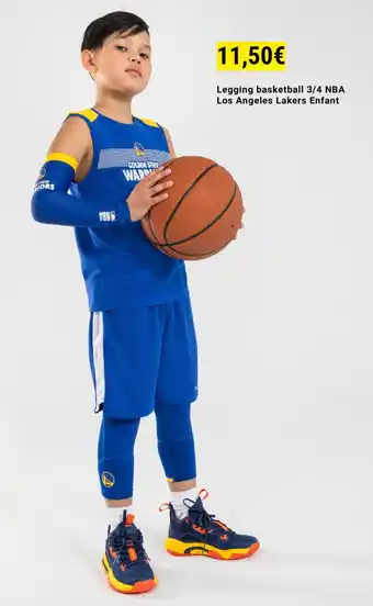Decathlon Legging basketball 3/4 NBA Los Angeles Lakers Enfant aanbieding