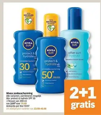 Albert Heijn Nivea zonbescherming protect + hydrate spf 50 aanbieding