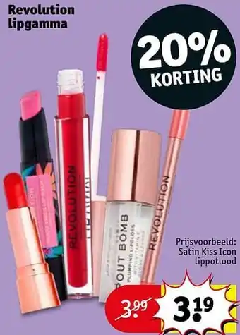 Kruidvat Revolution lipgamma satin kiss icon lippotlood aanbieding