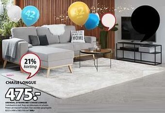 Jysk Arendal zitbank met chaise longue aanbieding