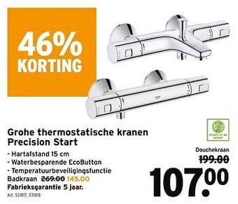 GAMMA Grohe thermostatische kranen precision start aanbieding