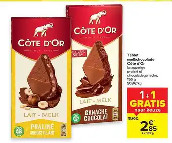 Carrefour Market Tablet melkchocolade cote d'or aanbieding