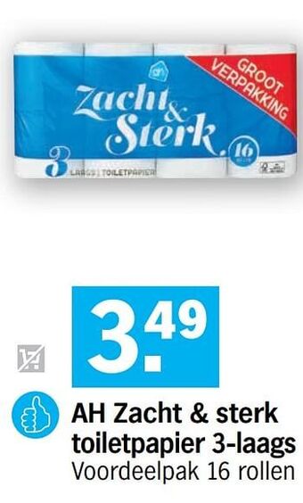 Albert Heijn Ah Zacht + Sterk Toiletpapier 3-Laags aanbieding