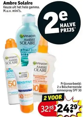 Kruidvat Ambre solaire beschermende zonnespray spf 30 aanbieding