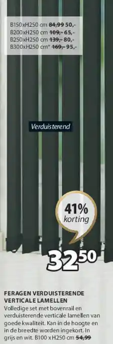 Jysk FERAGEN VERDUISTERENDE VERTICALE LAMELLEN B100 x H250 cm aanbieding