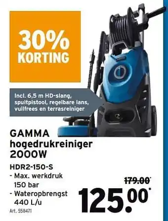 GAMMA Gamma hogedrukreiniger 2000w hdr2-150-s aanbieding