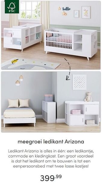 Baby & Tiener Meegroei ledikant arizona aanbieding