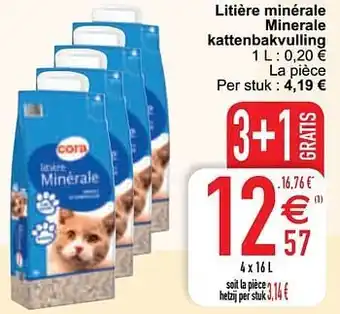 Cora Litière minérale minerale kattenbakvulling 1liter aanbieding