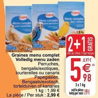 Cora Graines menu complet volledig menu zaden aanbieding