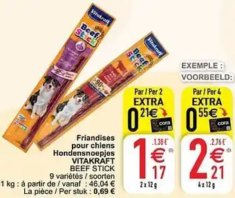 Cora Friandises pour chiens hondensnoepjes vitakraft beef stick aanbieding