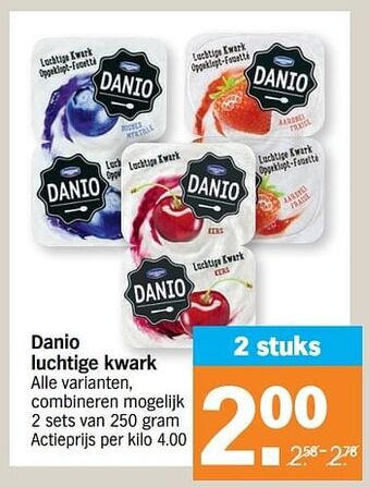 Albert Heijn Danio luchtige kwark 250gram aanbieding