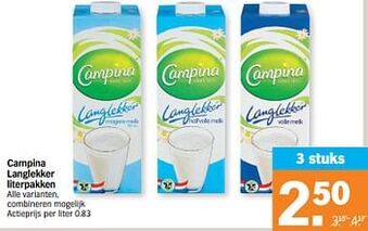 Albert Heijn Campina langlekker literpakken aanbieding