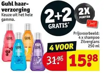 Kruidvat Guhl haarverzorging shampoo zilverglans 250ml aanbieding