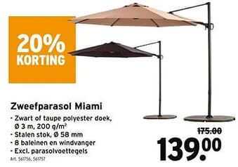 GAMMA Zweefparasol miami aanbieding