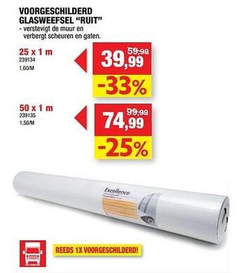 Hubo Voorgeschilderd glasweefsel ruit aanbieding
