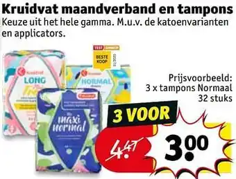 Kruidvat Kruidvat maandverband en tampons tampons normaal aanbieding