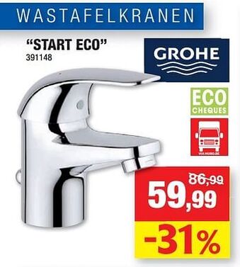Hubo Wastafelkranen start eco aanbieding