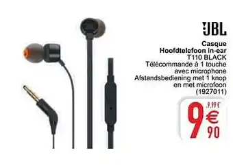 Cora Jbl casque hoofdtelefoon in-ear t110 black aanbieding