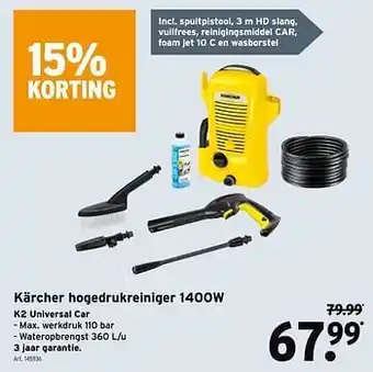 GAMMA Kärcher hogedrukreiniger 1400w k2 universal car aanbieding