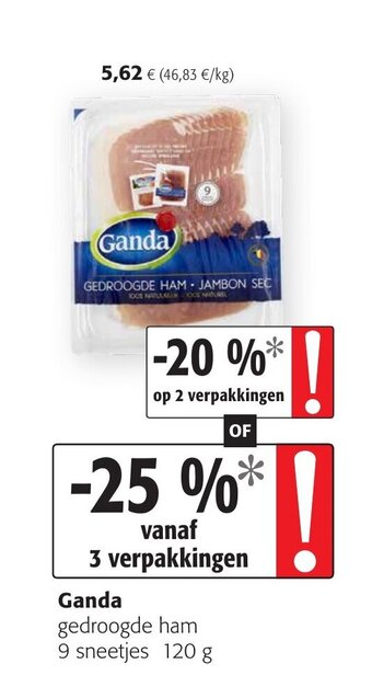 Colruyt Ganda gedroogde ham aanbieding