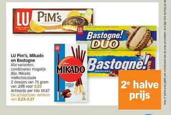 Albert Heijn Lu Pim's, Mikado En Bastogne Melkchocolade aanbieding