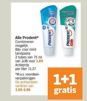 Albert Heijn Prodent Cool Mint Tandpasta aanbieding