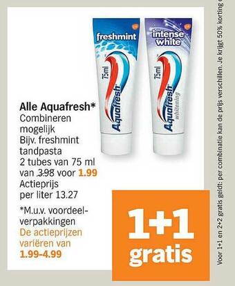Albert Heijn Aquafresh Freshmint Tandpasta aanbieding