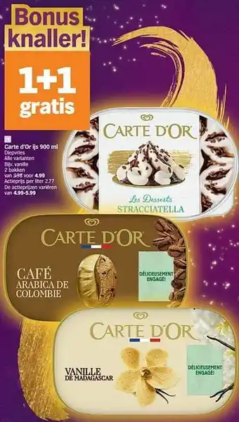 Albert Heijn Carte d'or ijs vanille aanbieding