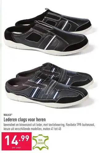 ALDI Walkx Lederen clogs voor heren aanbieding