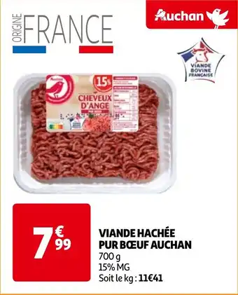Auchan VIANDE HACHÉE PUR BŒUF aanbieding