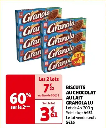 BISCUITS AU CHOCOLAT AU LAIT GRANOLA LU