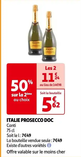 Auchan ITALIE PROSECCO DOC 75 cl aanbieding