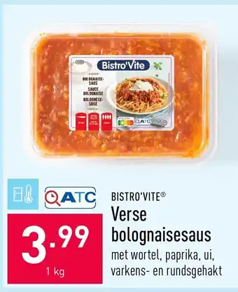 ALDI Bistro'Vite Verse bolognaisesaus aanbieding