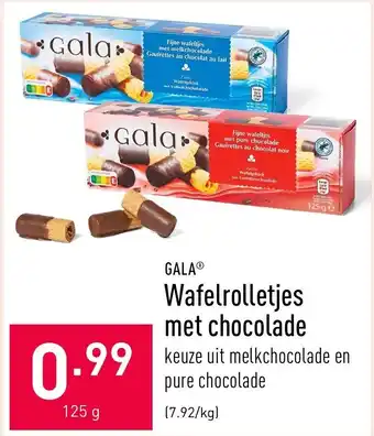 ALDI Gala Wafelrolletjes met chocolade aanbieding