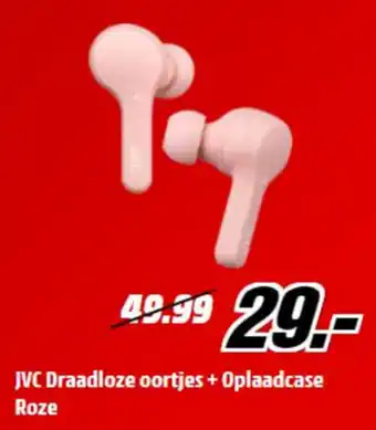 MediaMarkt JVC Draadloze oortjes + Oplaadcase Roze aanbieding
