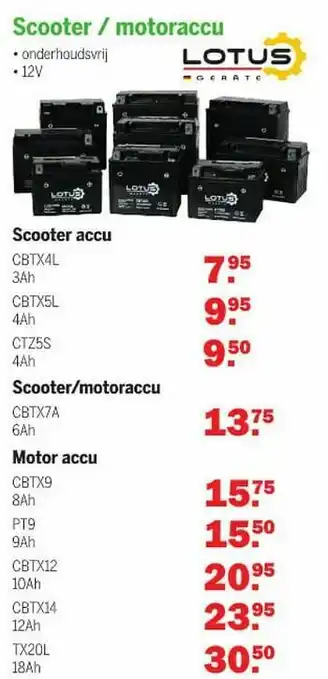 Van Cranenbroek Lotus geräte scooter accu cbtx4l aanbieding