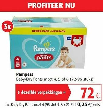 Colruyt Pampers baby dry pants maat 4 aanbieding