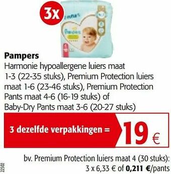 Colruyt Pampers premium protection luiers maat 4 aanbieding