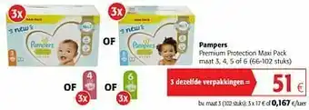 Colruyt Pampers premium protection maxi pack maat 3 aanbieding