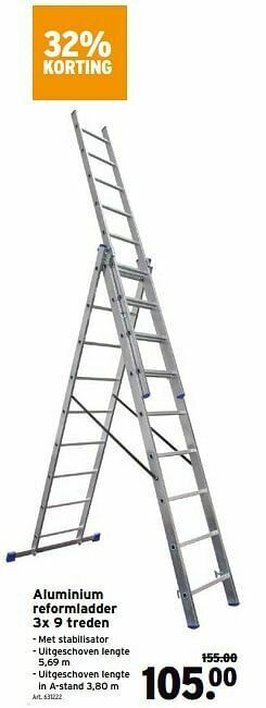 GAMMA Aluminium reformladder 3x 9 treden aanbieding